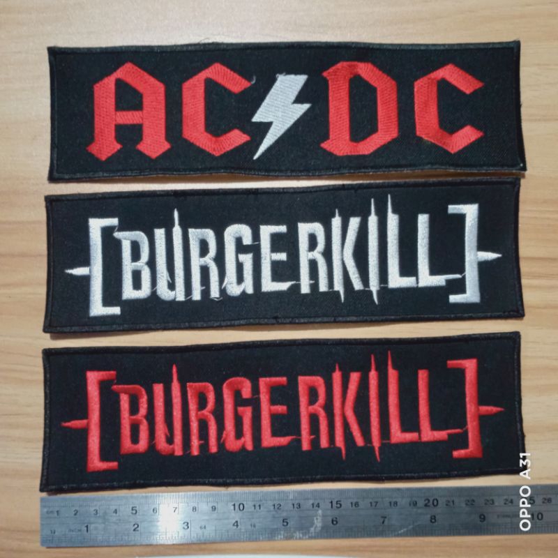 emblem patch bordir backpatch logo acdc,burgerkill