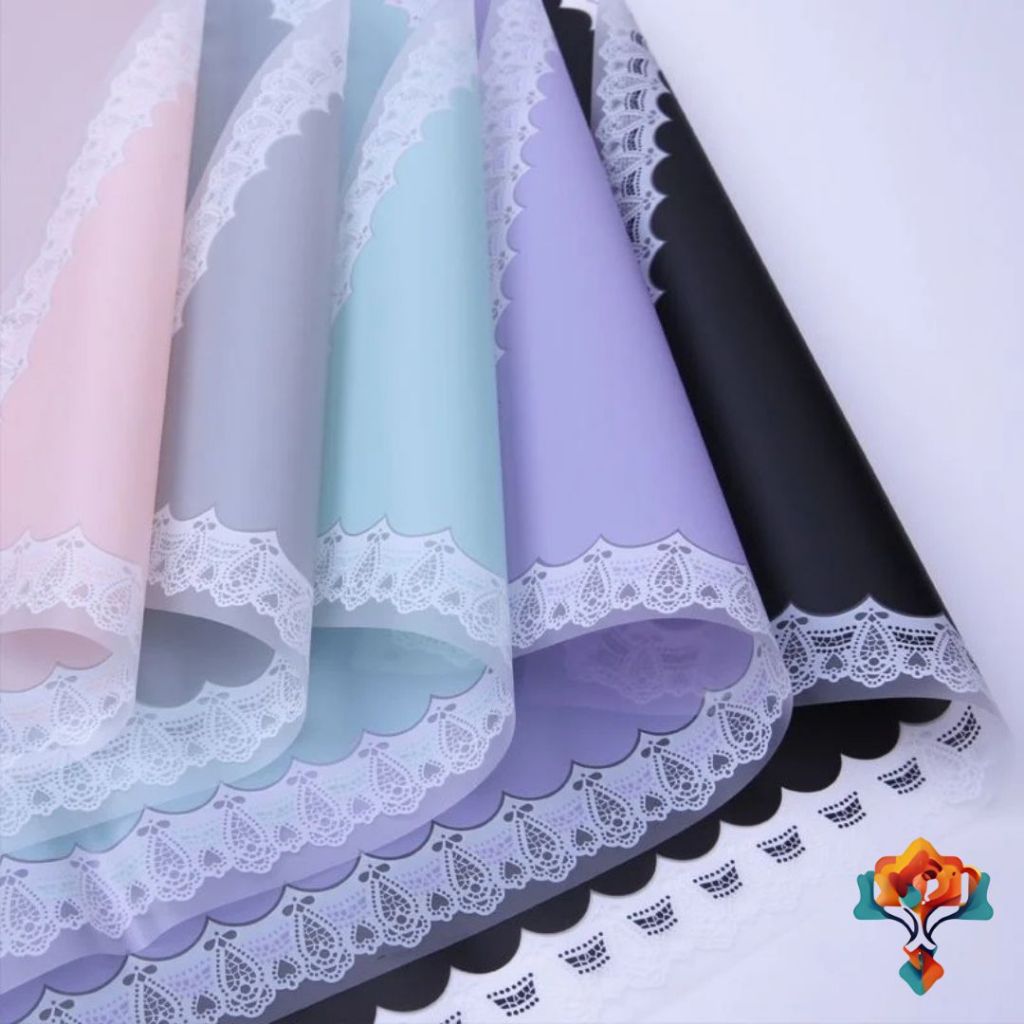 

5 Lembar Kertas Buket Bunga Motif Renda Cellophane Flower Wrapping
