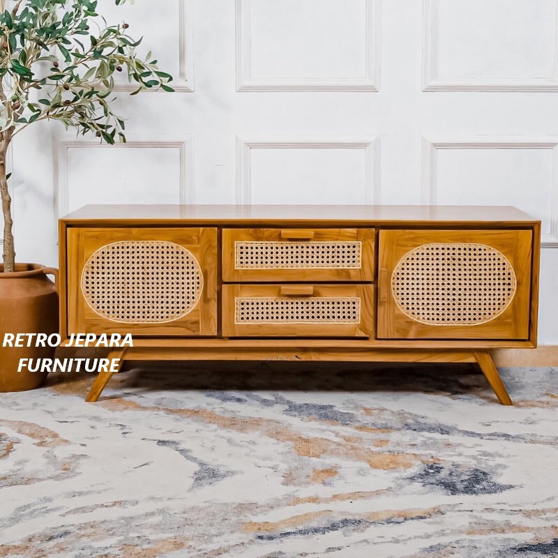 Bufet Tv rotan retro bufet tv minimalis rotan bufet rotan Classic bufet tv minimalis rotan jati