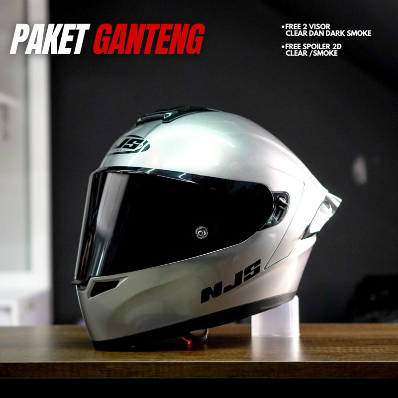 PAKET GANTENG HELM NJS ZX1 SOLID FULLSET - Helm Full face Njs