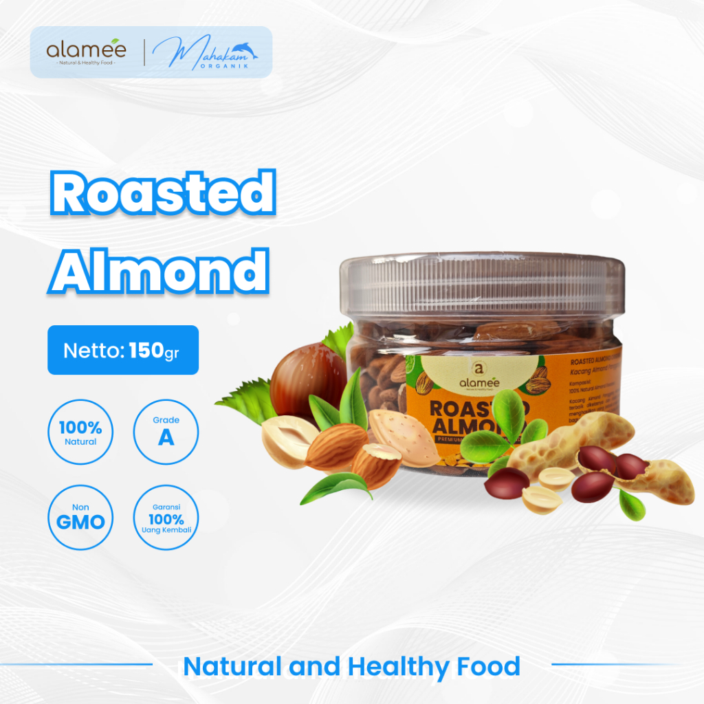 

ALAMEE Roasted Almond Kacang Almon Panggang Grade A Organik 150 Gram