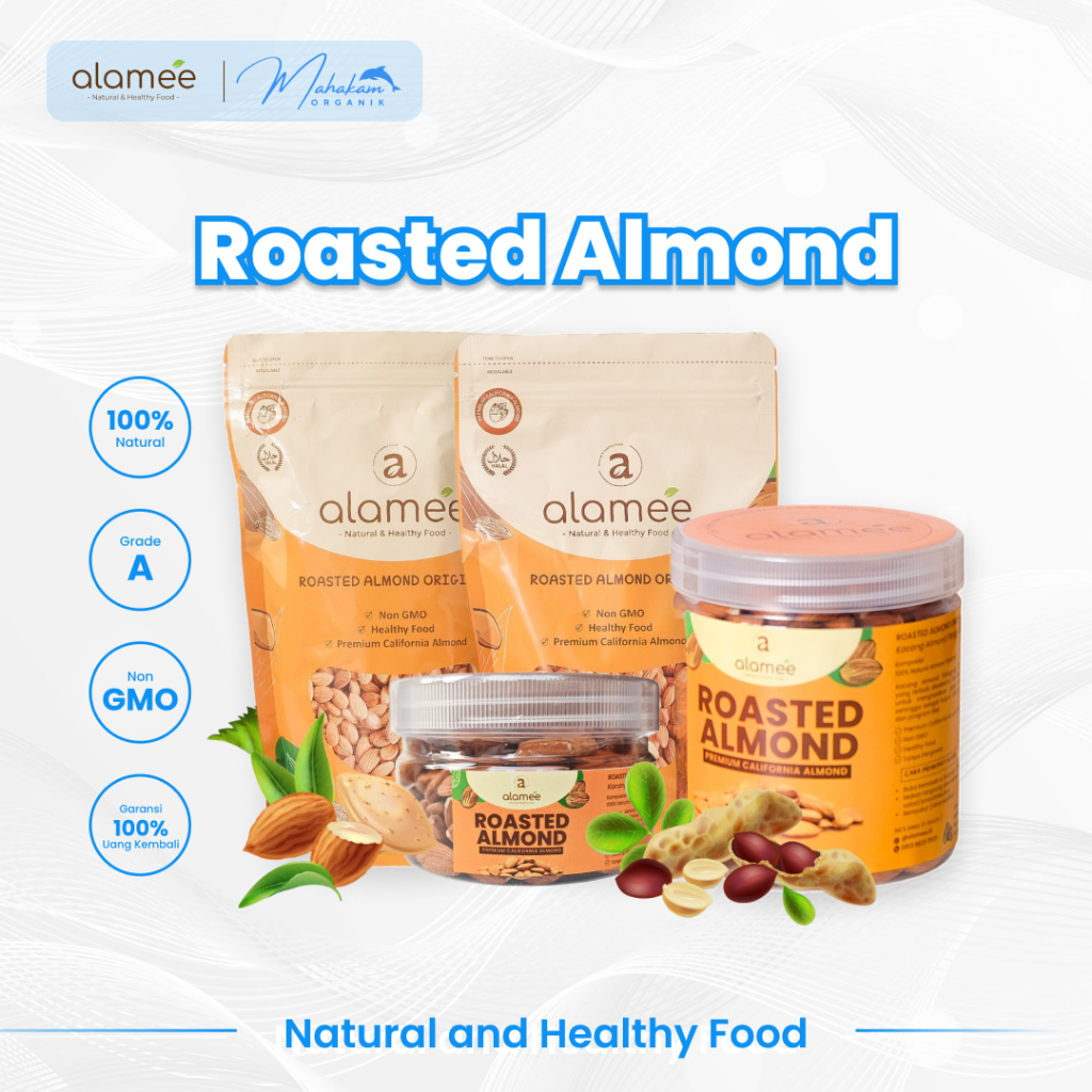 

ALAMEE Kacang Almond Panggang Roasted Almon Kupas Nut Premium