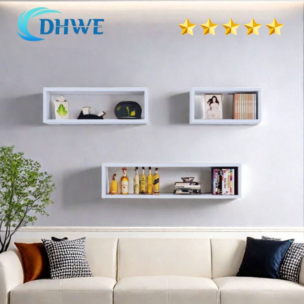 Paling Sesuai DHWE Rak Dinding Persegi Panjang Penyimpanan Buku Album Foto Pajangan Rak Serbaguna