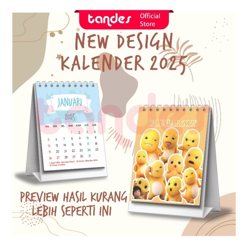 

TANDES - Kalender 2025 / Calender 2025 / Kalender Meja 2025 Happy New Year / Kalender Mini 2025