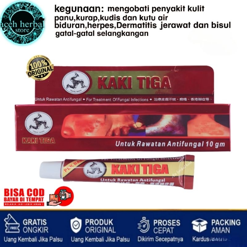 Salep Cap KakiTiga Original 10gr Tube-ampuh gatal gatal kulit,Kutu air,panu, kurap, kudis, eksim dll