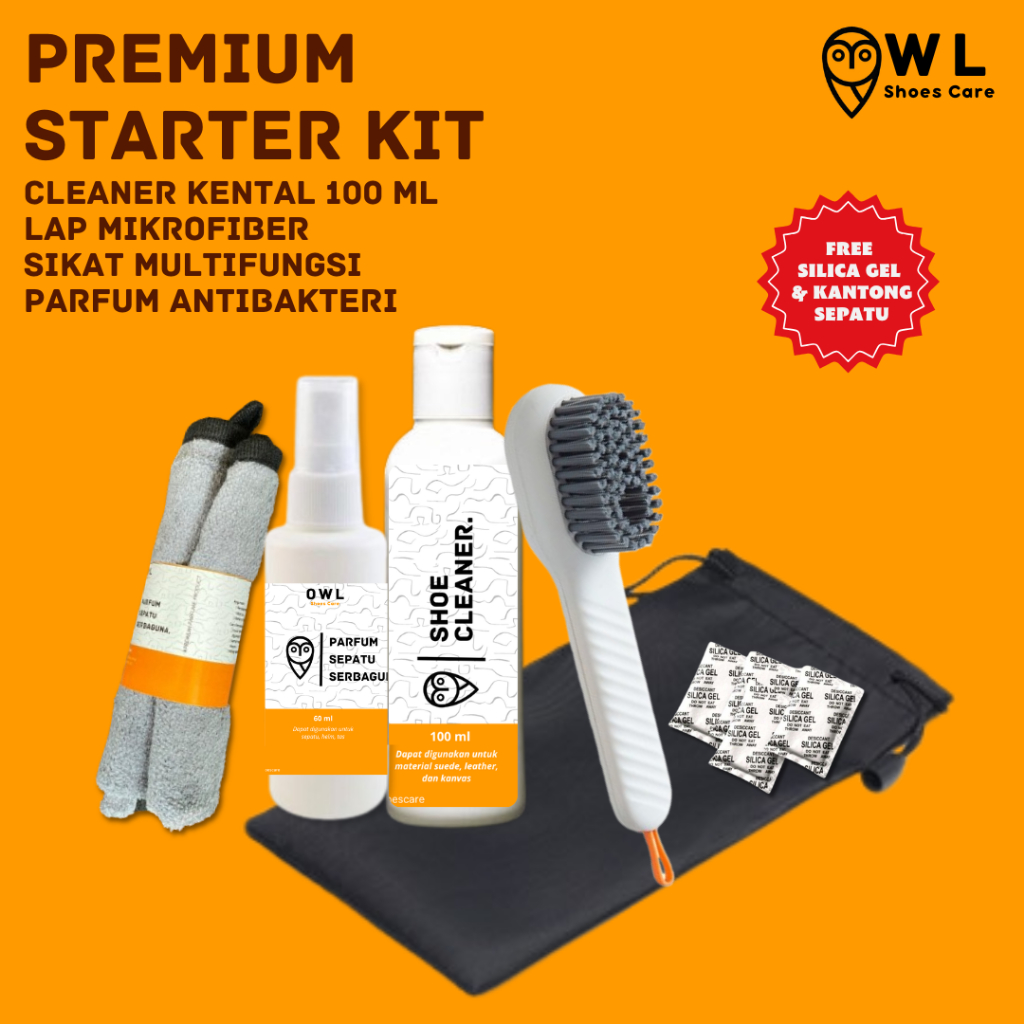 Owl Shoe Care Paket Premium pembersih sepatu sabun cuci sepatu pembersih sepatu putih praktis