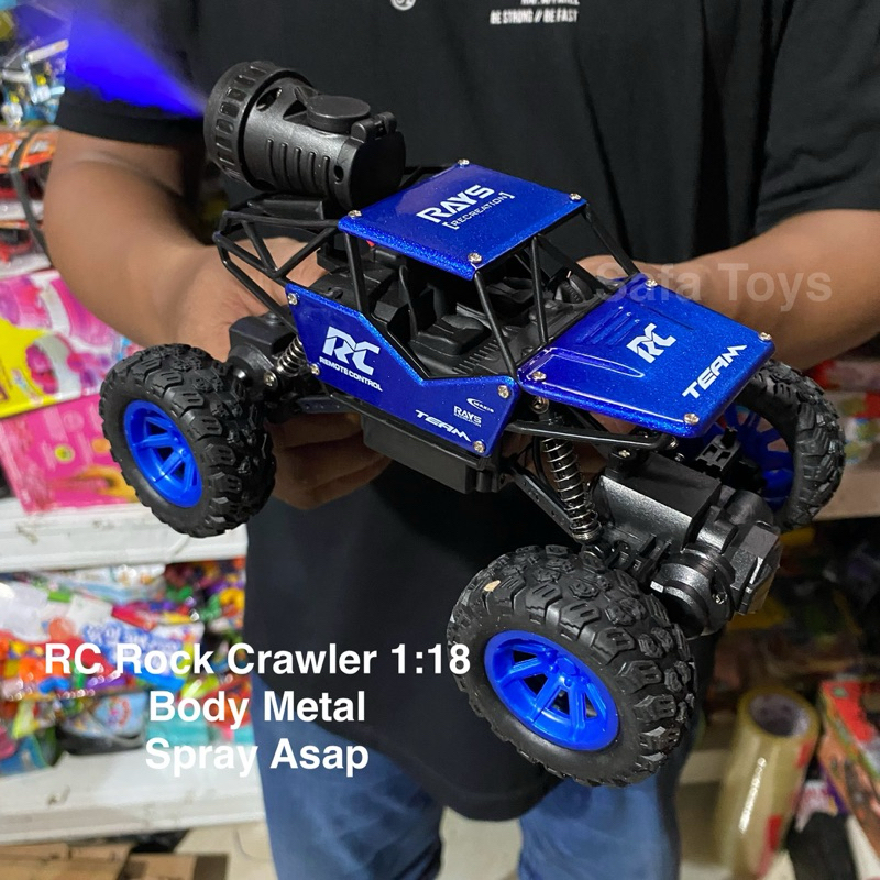 Mobil RC Rock Crawler Body Metal 1:18 Spray Asap Mainan Keluarga