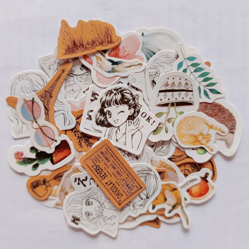 

50 PCS STIKER VINYL ESTETIK UNTUK BUKU/LAPTOP/KULKAS DLL