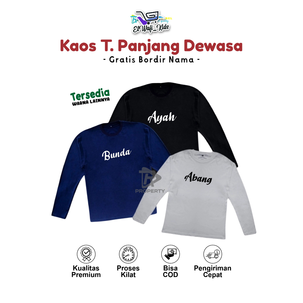 Kaos Bordir Dewasa Free Bordir Nama Suka Suka Tangan Panjang Pria Wanita