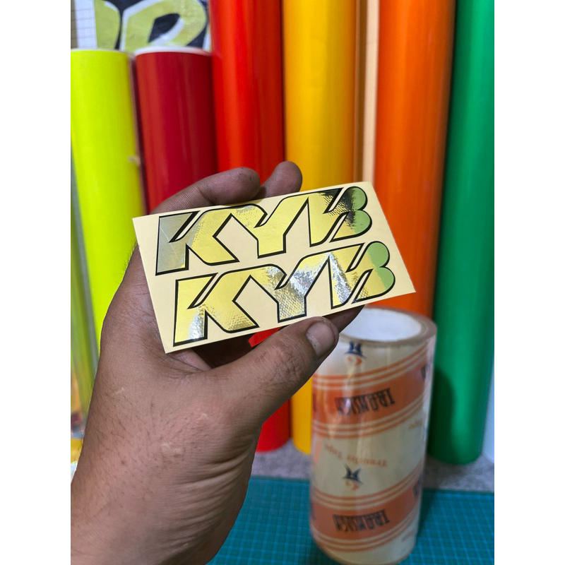 stiker cutting kyb chrome bottom shock depan kyb