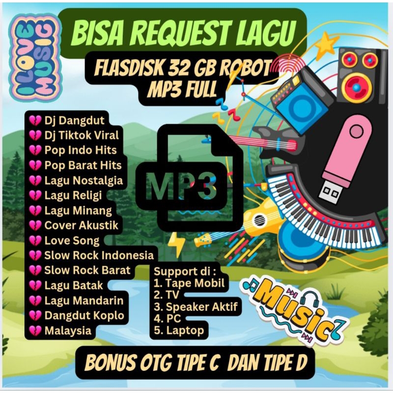 FLASHDISK ROBOT 32 GB BISA REQUEST MP3 BONUS OTG