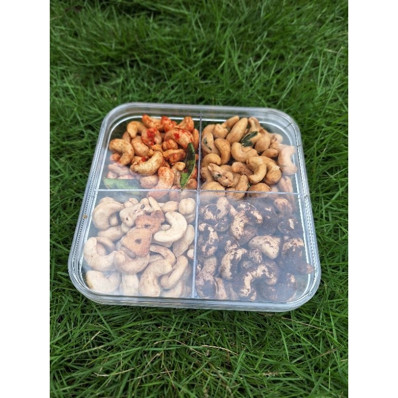 

kacang mete toples tray 4 varian rasa asli wonogjri goreng bawang/balado/coklat/ovenori