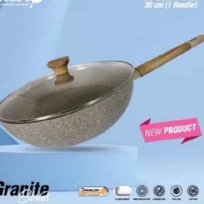 STEIN ONYX WOK PAN 30 CM SINGLE HANDLE WOK WITH LID