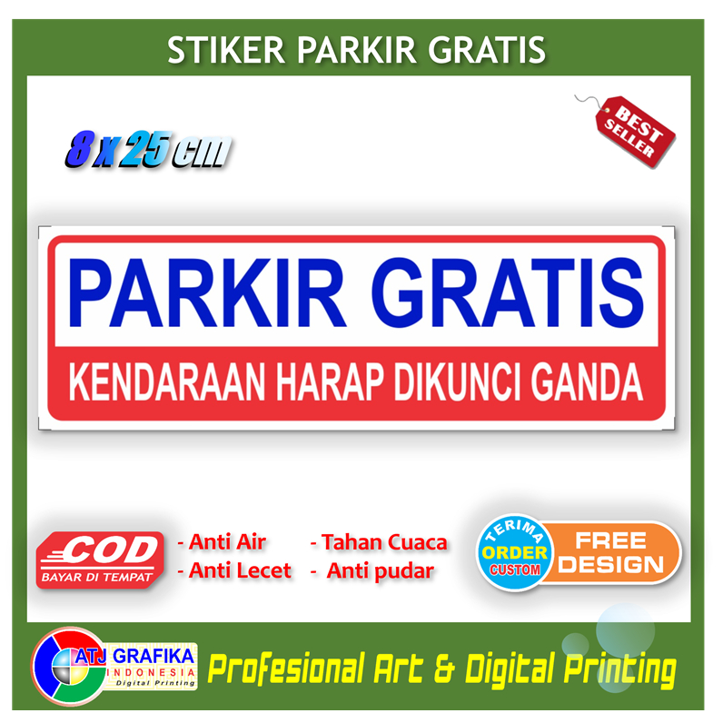 

Stiker parkir gratis area kendaraan motor mobil sticker pelayanan pembeli customer