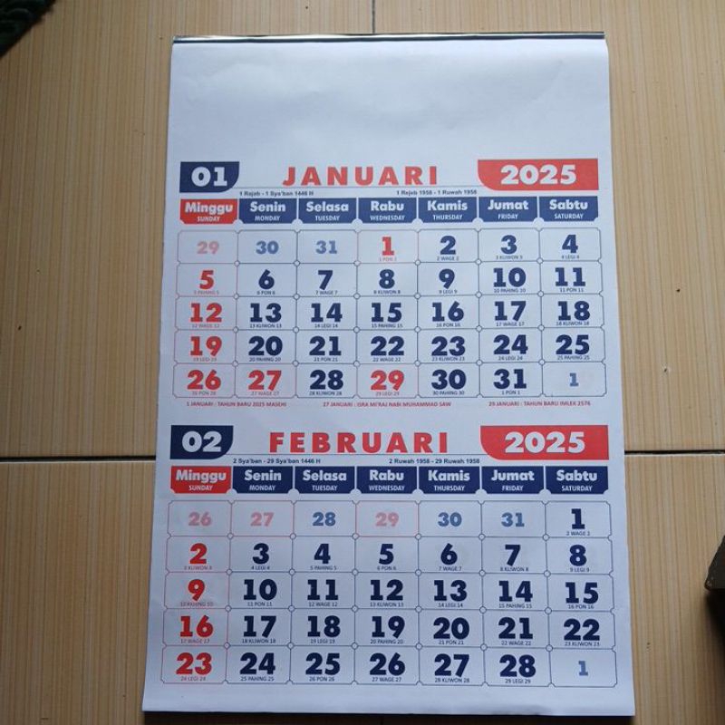 

Kalender tahun 2025 kertas HVS murah meriah
