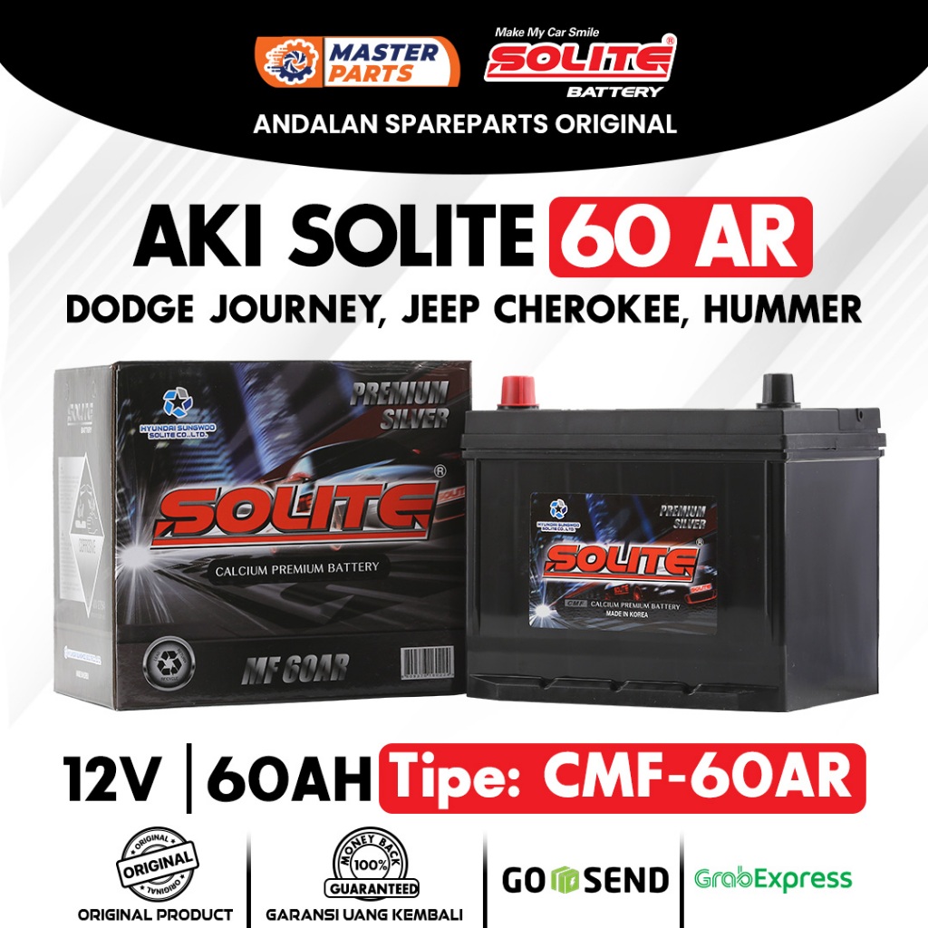 Aki Mobil Solite 60AR 12V 60Ah Aki Kering