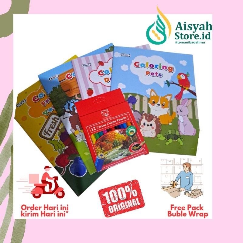 

Paket Buku Mewarnai Isi 4 sudah Free Crayon Mewarnai