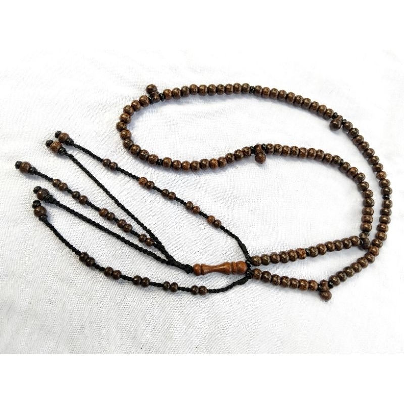 tasbih tijani kayu galih asem | tasbih 100 butir kayu galih asem tasbih cantik 5 rumbai