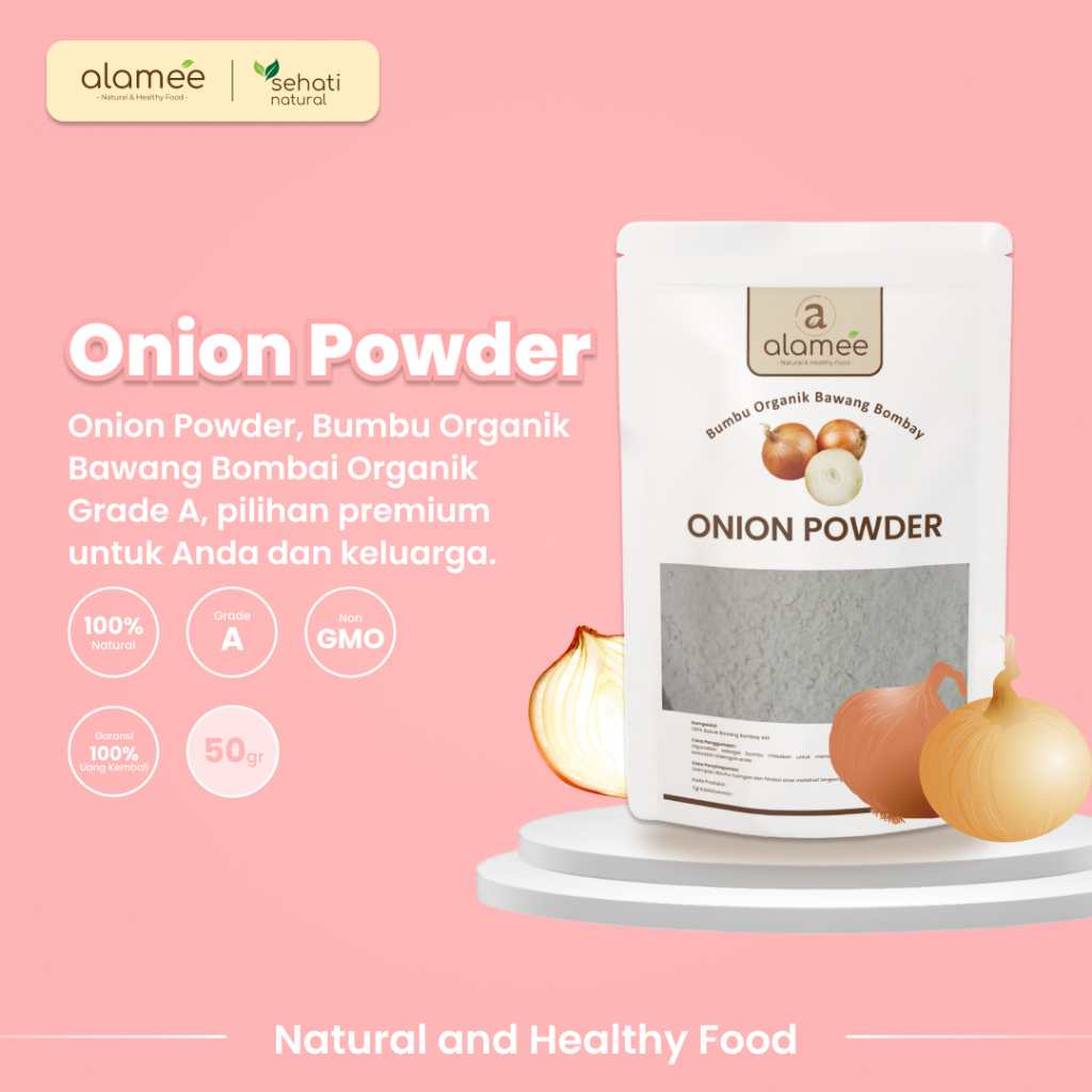 

ALAMEE Bawang Bombay Bubuk Onion Powder Ground Spice Bumbu Bombai Dapur Organik Tanpa Campuran 50g