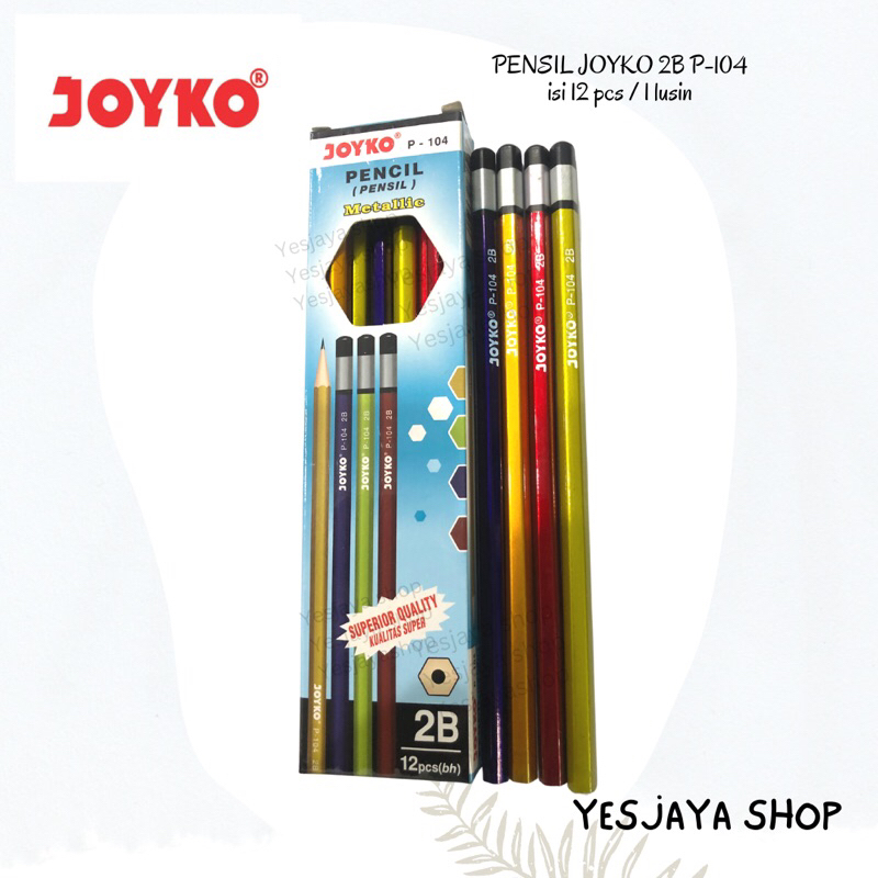 

{12 pcs} Pensil Joyko 2B P104 1 LUSIN / Pensil Kayu Murah Joyko Metalik 2B P-104 grosir