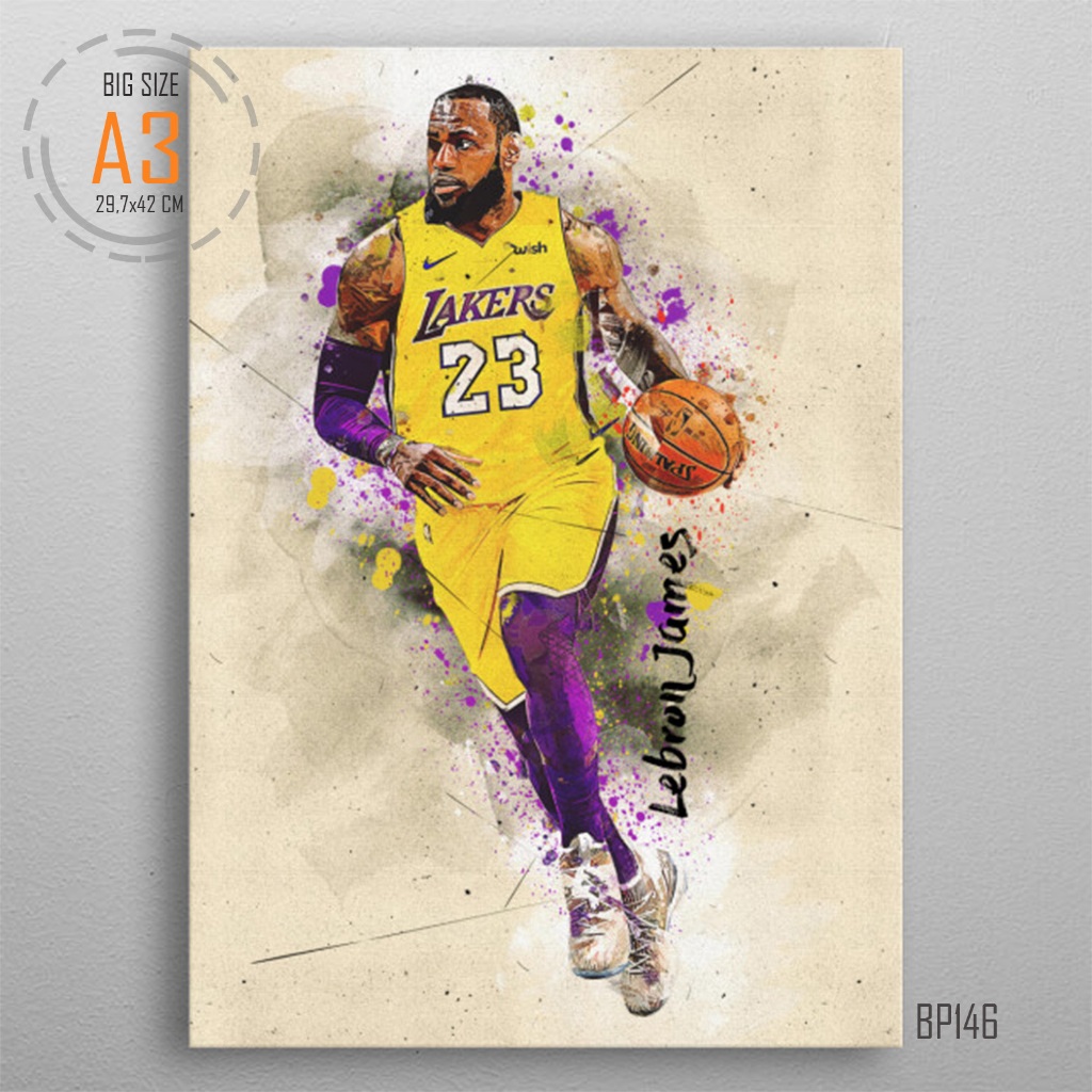 Poster Estetik Bintang Basket KING LEBRON JAMES Dekorasi Kamar Cowok Olahraga Hiasan Dinding Kayu