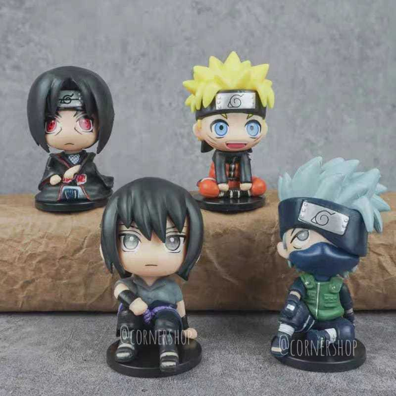 [CornerShop] Figurine Naruto Duduk Isi 4  Action Figur Miniatur Miniature Cake Topper Hiasan Kue Paj