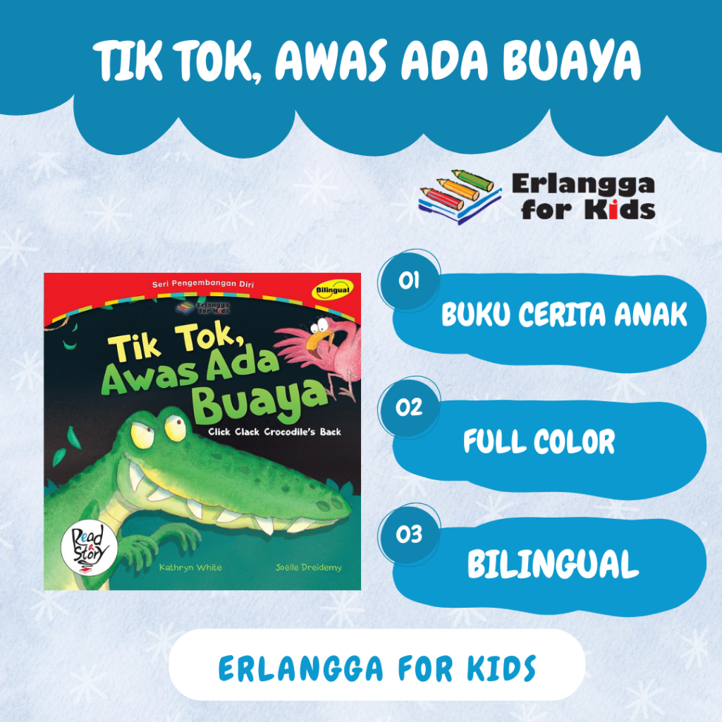 [Erlangga] Buku Cerita Anak Bergambar : Tik Tok, Awas Ada Buaya