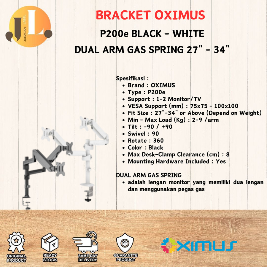 Bracket Oximus P200e Monitor Deskmount Gas Spring Tilt Swivel Rotate
