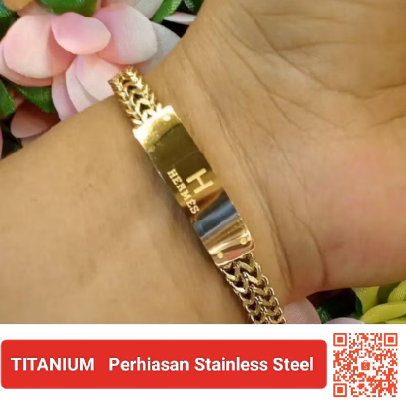 TitaniumGelangRantaiHermesGoldPlatte17k