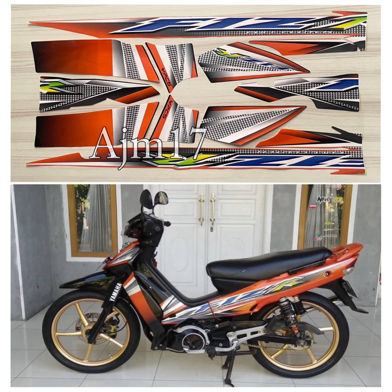 STIKER STRIPING MOTOR F1ZR 2004 ORANGE HITAM