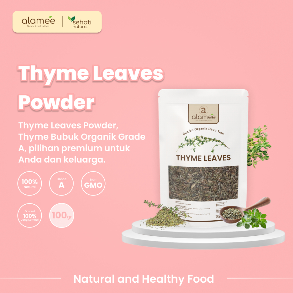 

ALAMEE Thyme Kering Daun Timi Bumbu Dapur Organik Garnish Dried Leaves Murni Tanpa Campuran 100g