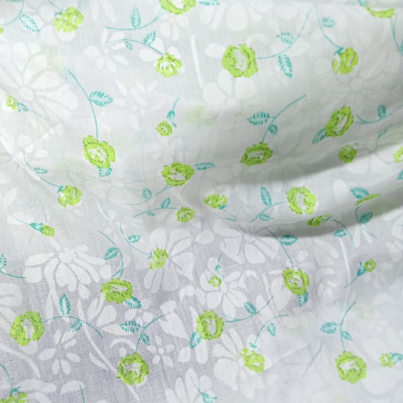 Kain - Kain Katun Paris Motif Bunga Premium - Kain Katun Motif - Kain Meteran At | Harga Per Setenga