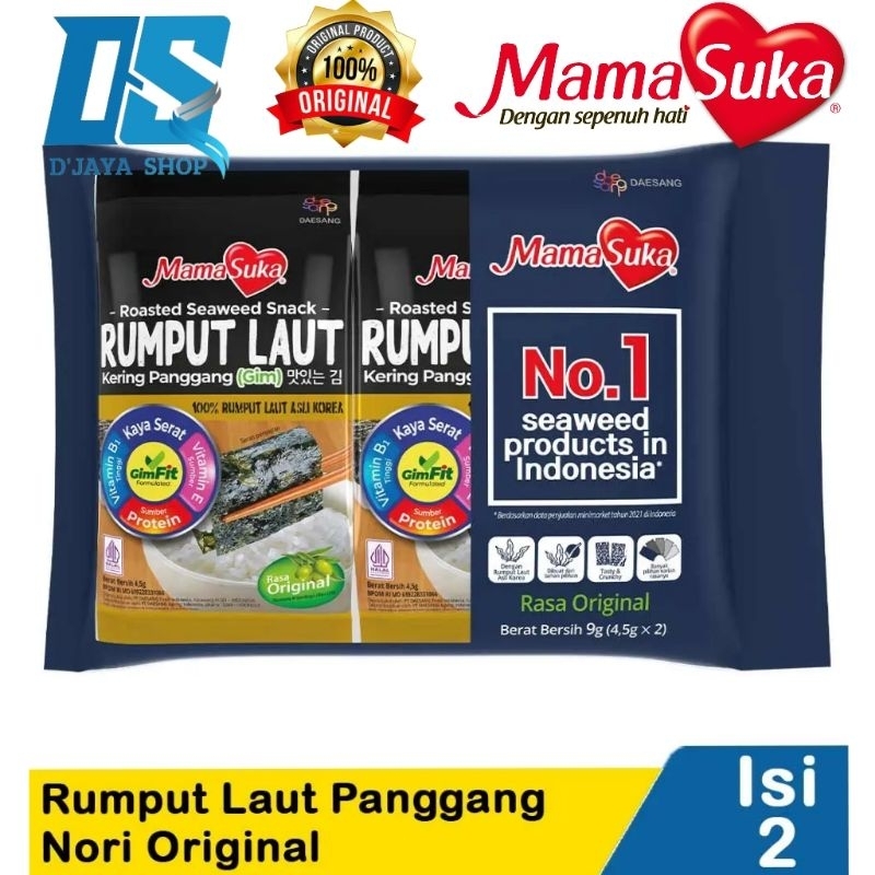 

MamaSuka Rumput Laut Panggang Nori Original (2 pack × 4,5g)