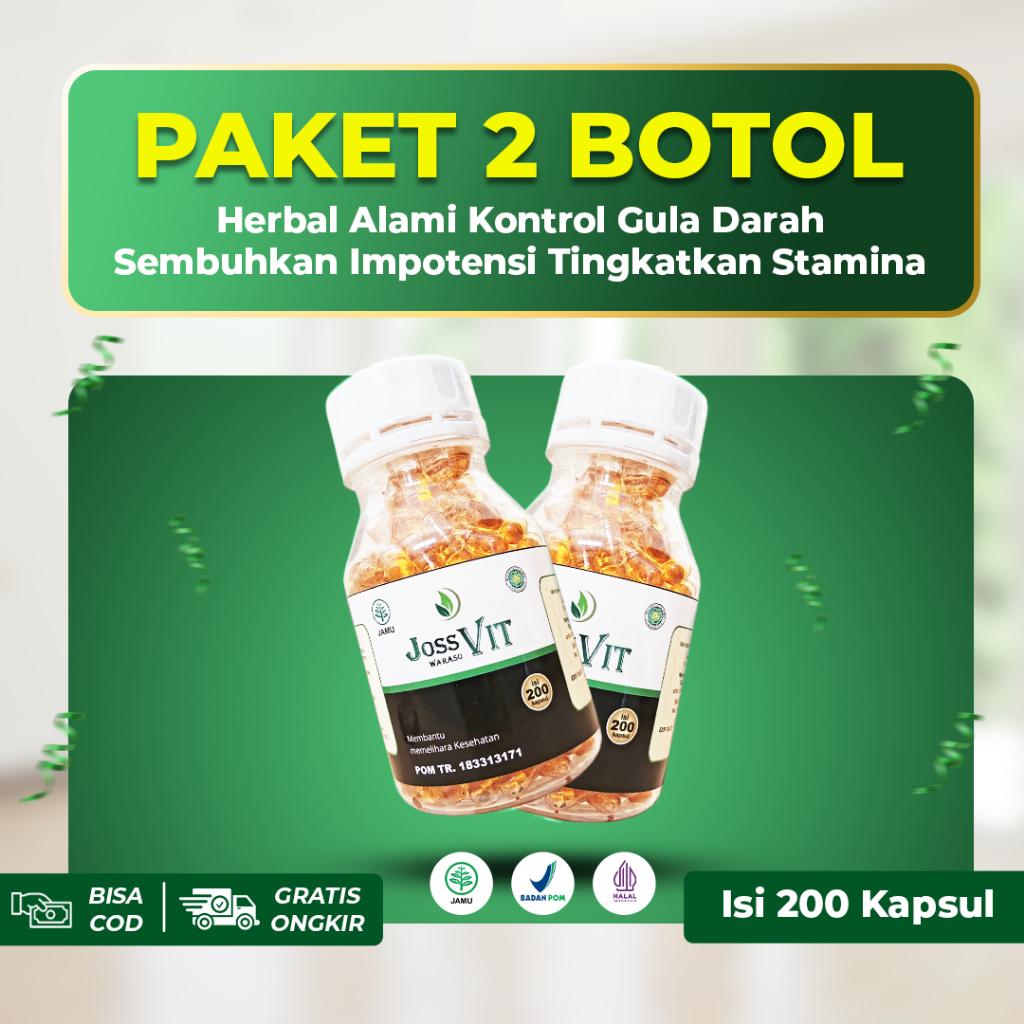 Paket 2 Botol Joss Vit Isi 200 Kapsul Obat Diabetes dan Impotensi Tanpa Efek Samping