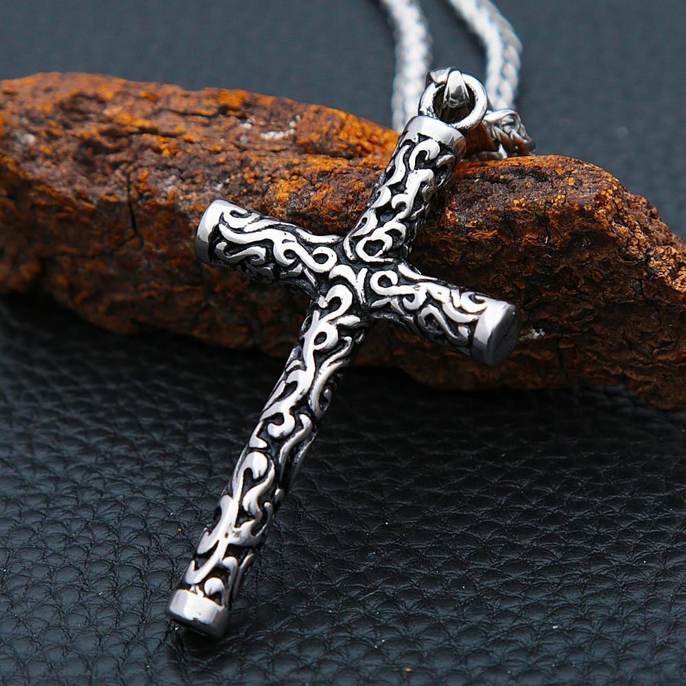 Kalung Rantai Jesus Ukir Anti Karat / Kalung Salib Ukir Pria Wanita Keren Good Quality - Carved Retr