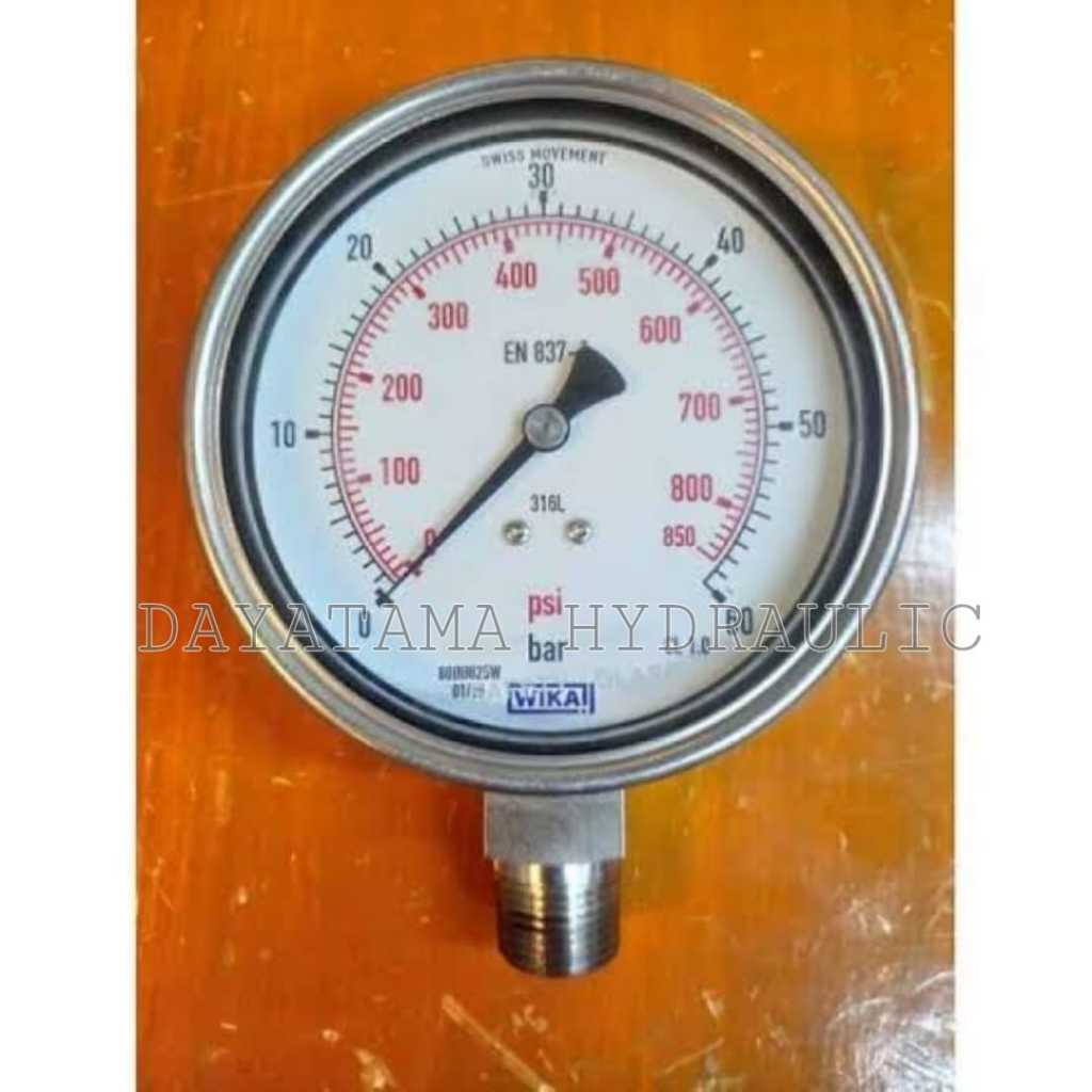 60 BAR PRESSURE GAUGE WIKA 4" INCH STAINLESS PAYUNG