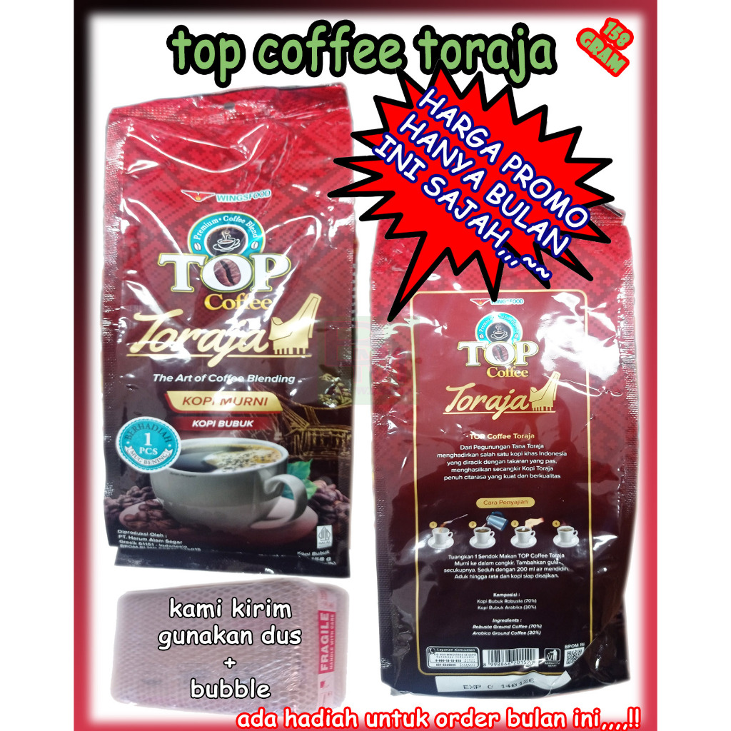 

Top Kopi Coffee Bubuk Toraja Kemasan 158 Gram