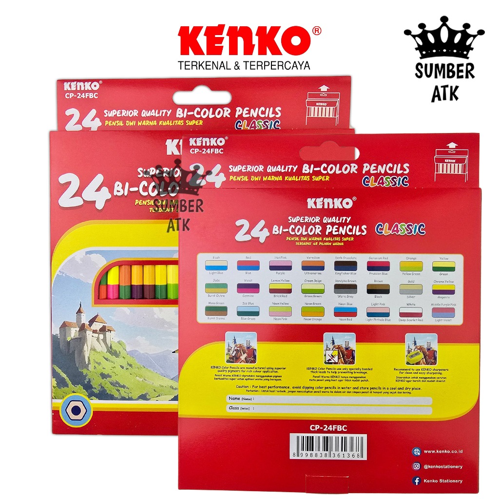 

Pensil Warna KENKO 24 warna Bi-color CP-24FBC ( 48 warna dengan 2 sisi ) Color Pensil