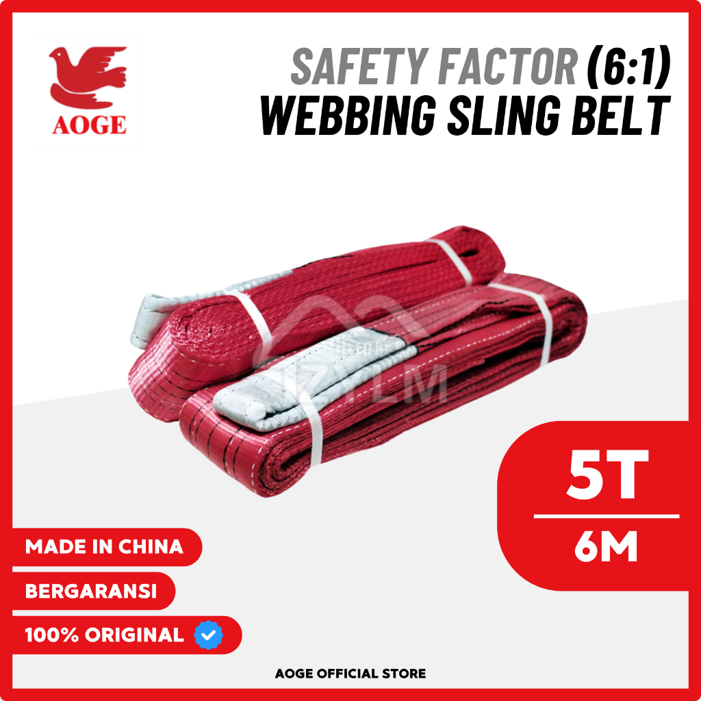 AOGE Webbing Sling Belt 5 Ton x 6 Meter