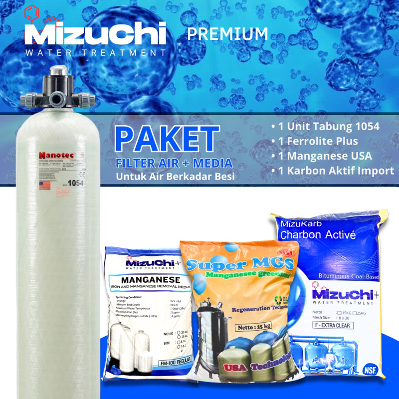 Filter Air Sumur Bor - Paket Filter Air Sumur Bor Keruh Bau Tabung FRP 1054 (Besi, Karat, Berminyak,