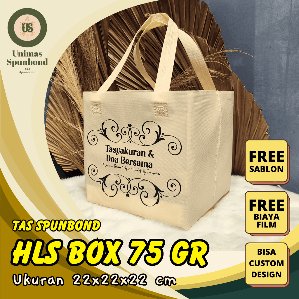 

[ FREE SABLON ] Tas Spunbond Box Handle Lipat Samping Tas Kotak Makanan Goodie Bag 75 Grm Ukuran 22x22x22 cm Spunbondpro bag store
