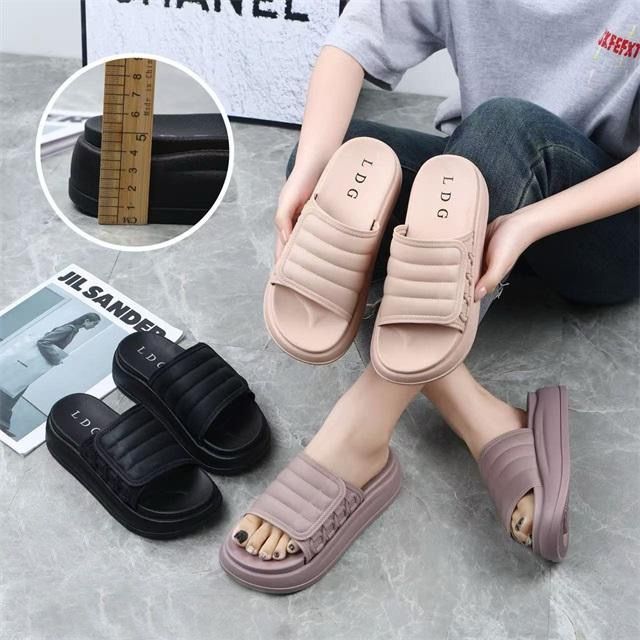 sandal slop wanita tebal karet jelly 4cm LDG 2566