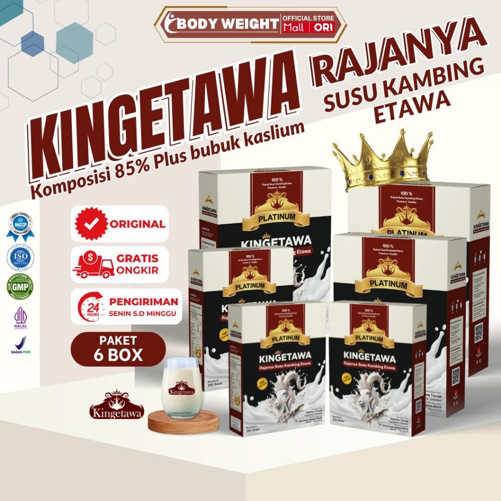 

Kingetawa Platinum Susu Kambing Etawa Untuk Membantu Proses Terapi Stroke Paket 6 Box Kemasan 250gr