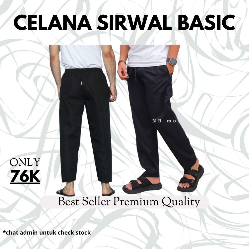 Celana Muslim Sirwal Pria Jumbo Hitam Putih M-XXL