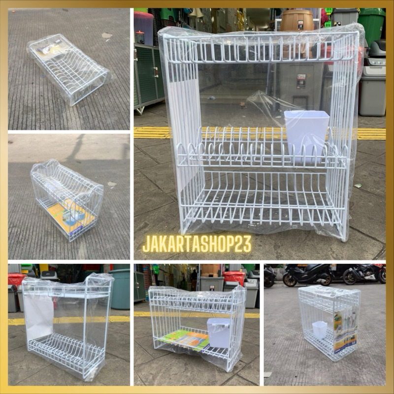 MODELLINE - Rak Piring Gelas Susun 3 + Tempat Sendok / Rak Piring Susun 3 + Tempat Sendok / Rak Piri