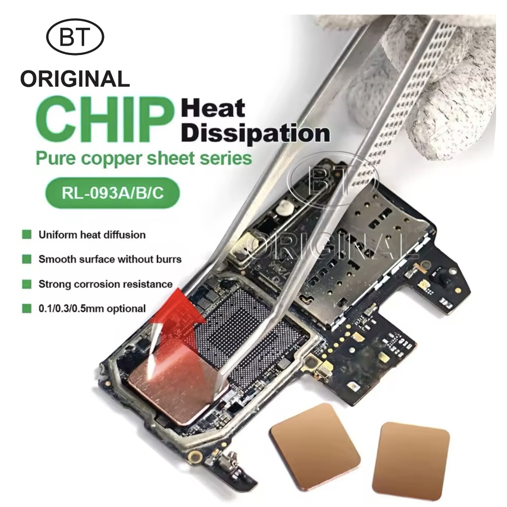 LEMBARAN TEMBAGA PENDINGIN CHIP IC CPU 50 PCS - CHIP HEAT SINK COPPER SHEET RL-093A 093B 093C