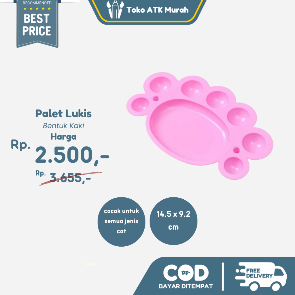 

Palet Lukis Bentuk Kaki Warna-Warni Tempat Cat Painting Pallete