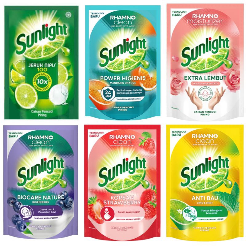 Sunlight Aneka Sabun Cuci Piring Jeruk Nipis Habbatussauda mint strawberry extra lembut ungu untuk b