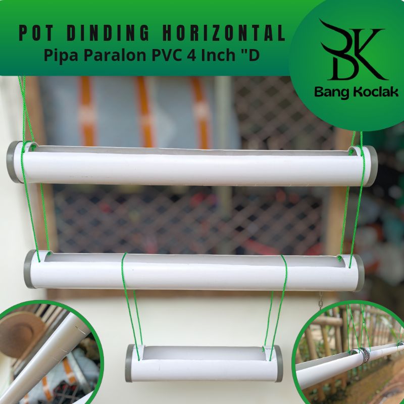 Pot Dinding Horizontal, pot pagar pot panjang pot sayuran pot bunga pot bagus  PVC PIPA PARALON 4IN 