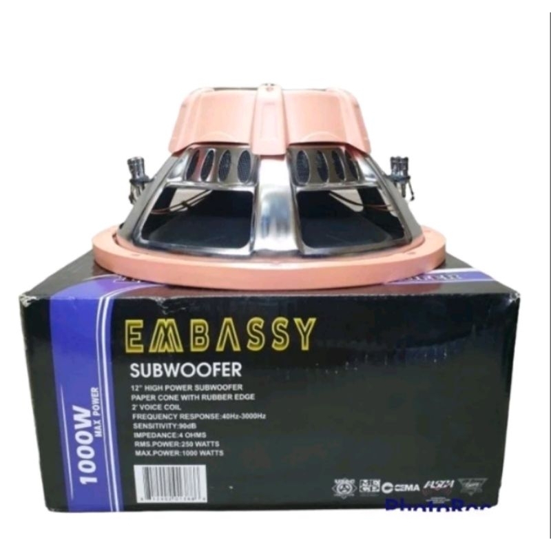 Speaker Subwoofer 12 inch Embassy Doubel Coil 1000 Watt
